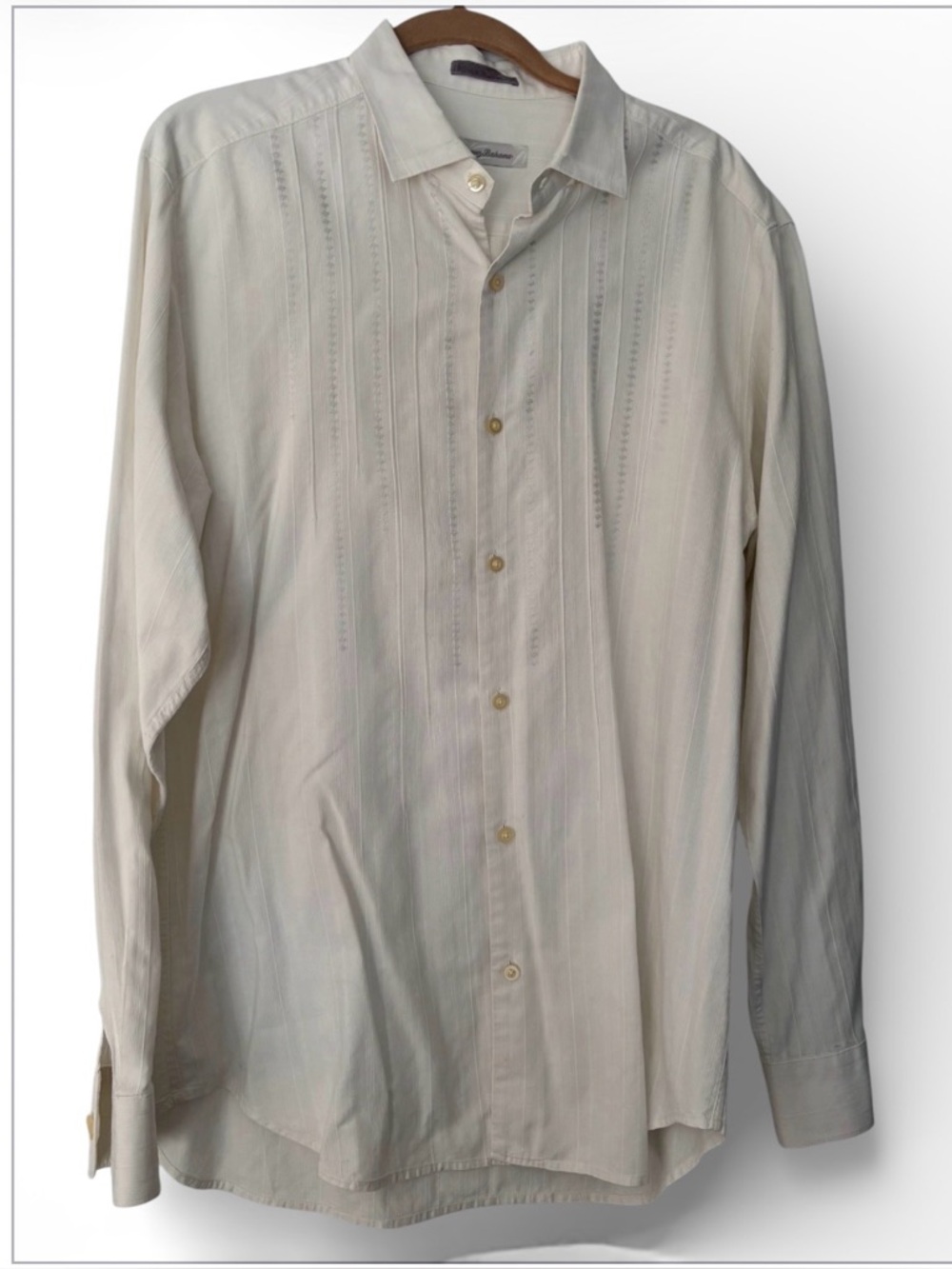 Tommy Bahama White Embroidered Button-Up Long Sleeve Shirt- Size Large